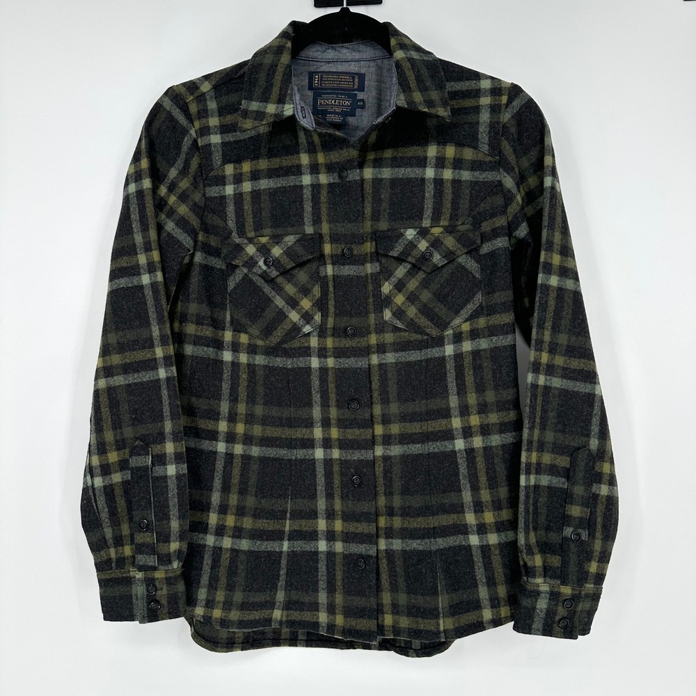 Pendleton 100% Virgin‎ Wool Plaid Button Down Shirt 60s Inspired Women's XS